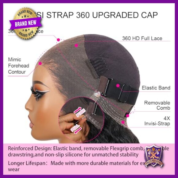 Human Hair 360 Lace Front Wig Glueless Snug Fit Water Wave Pre Plucked main image 4